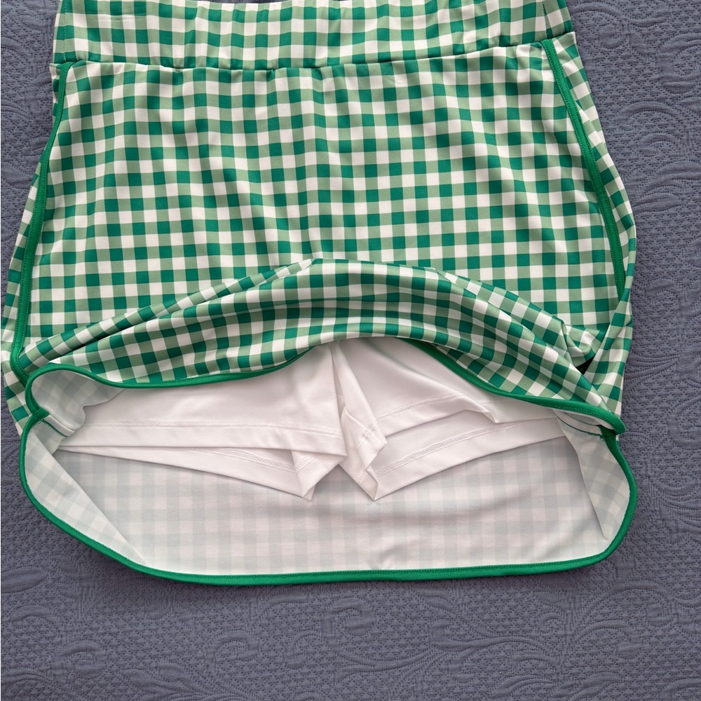 J Crew green and white gingham skort-LIKE NEW-size medium - Picture 3 of 4